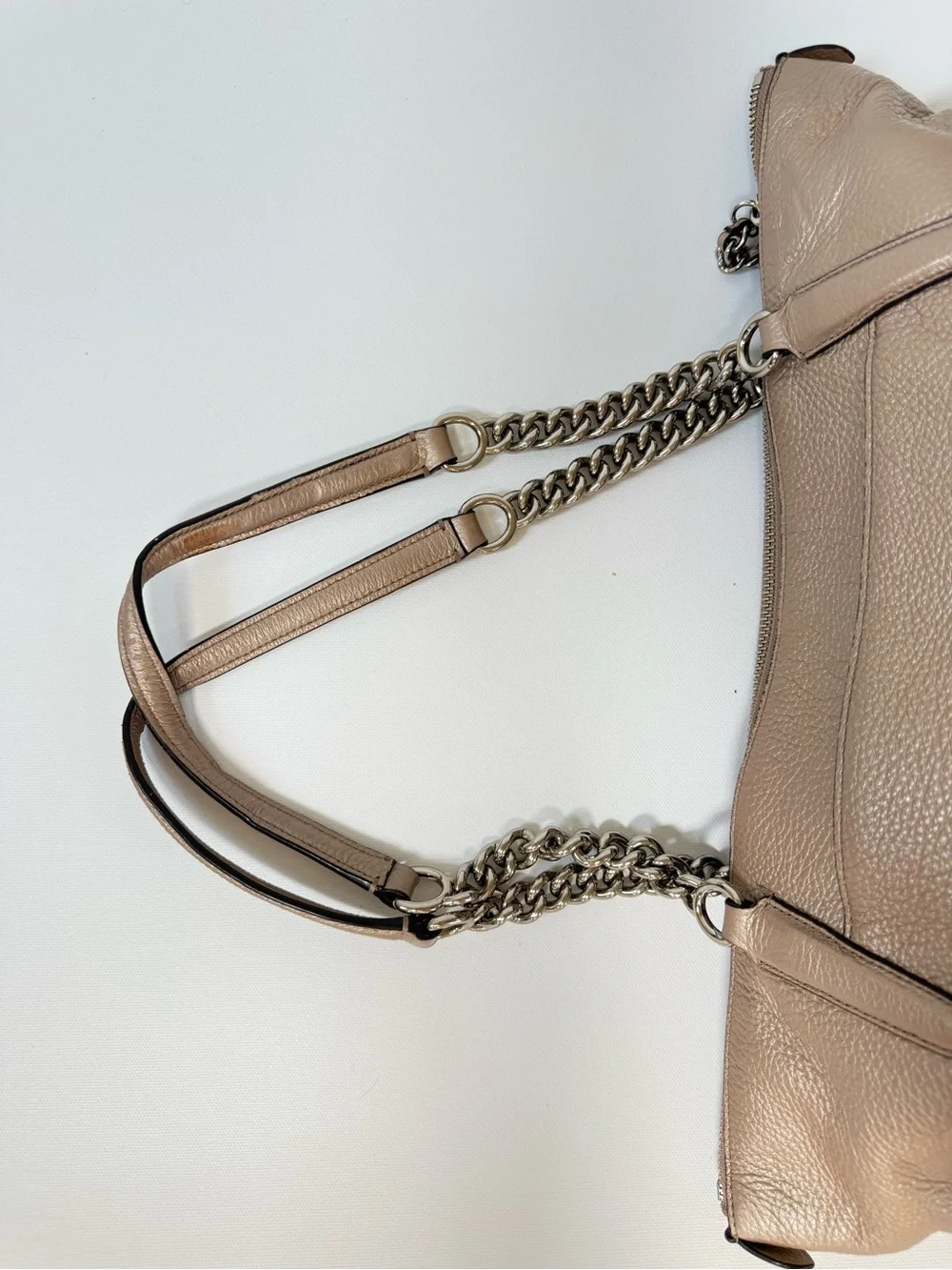 Coach Pebbled Leather Shoulder Tote in iridescent Taupe